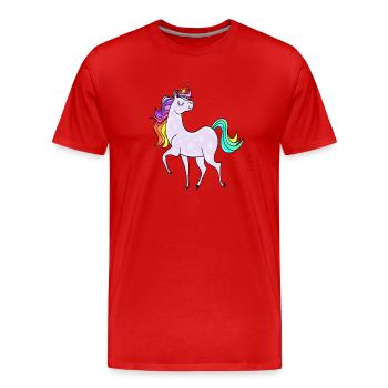 Unicorn with asterisk and rainbow colors - Men's Premium Organic T-Shirt - red - Front - Damien (186cm)