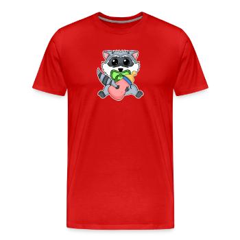 Baby Waschbär - Männer Premium Bio T-Shirt - Rot - Vorne - Damien (186cm)