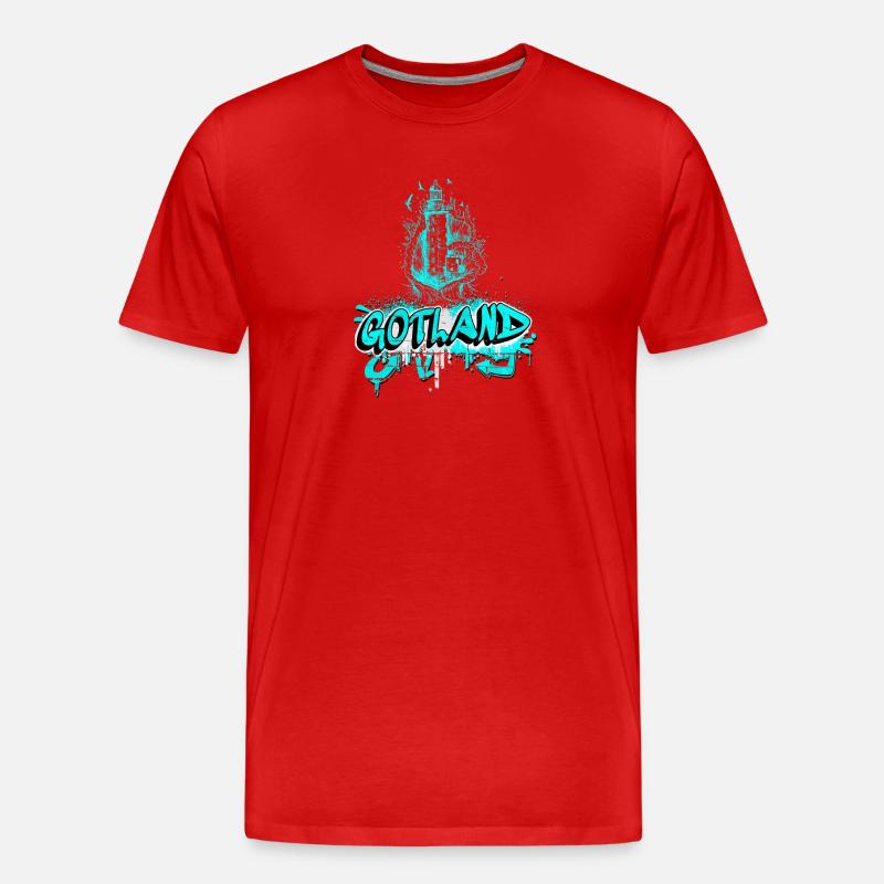 Conception du phare Gotland Graffiti - T-shirt bio Premium Homme - rouge