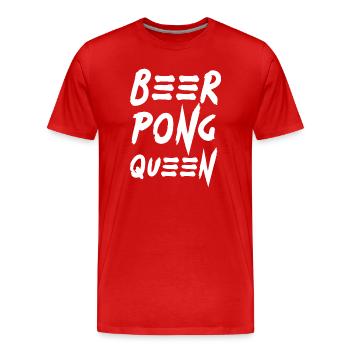 Font beerpong queen beer drinking game game - Men's Premium Organic T-Shirt - red - Front - Damien (186cm)