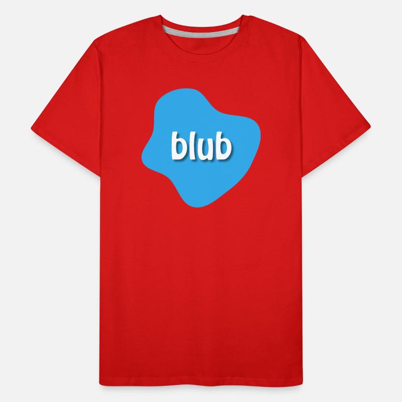 Text "blub" auf blauem Fleck, Klecks Männer Premium Bio T-Shirt