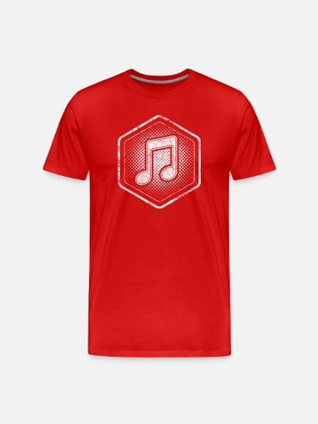 Musiknote Hexagon Logo mit coolem Effekt - Männer Premium Bio T-Shirt - Rot