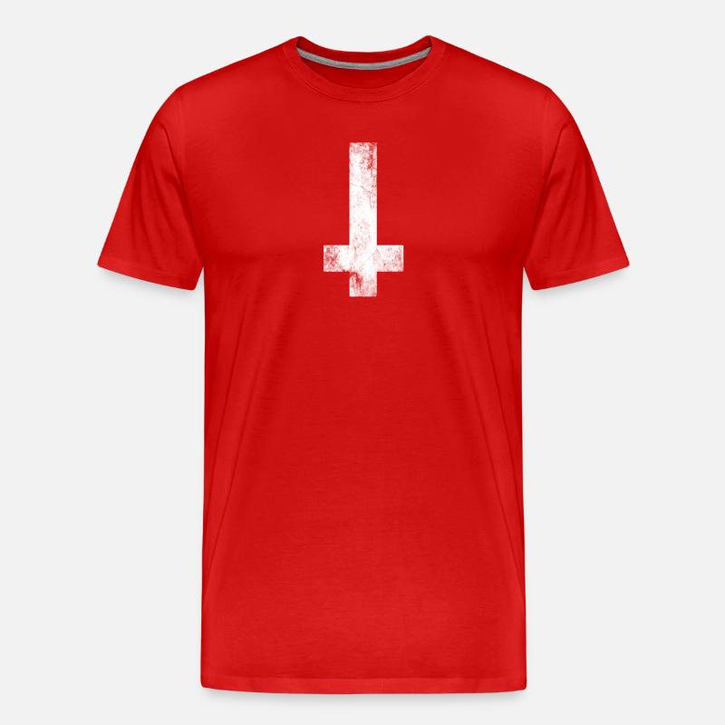 Satan Kreuz - Männer Premium Bio T-Shirt - Rot
