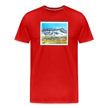 Berglandschaft mit Dorf - Männer Premium Bio T-Shirt - Rot - Vorne - Damien (186cm)