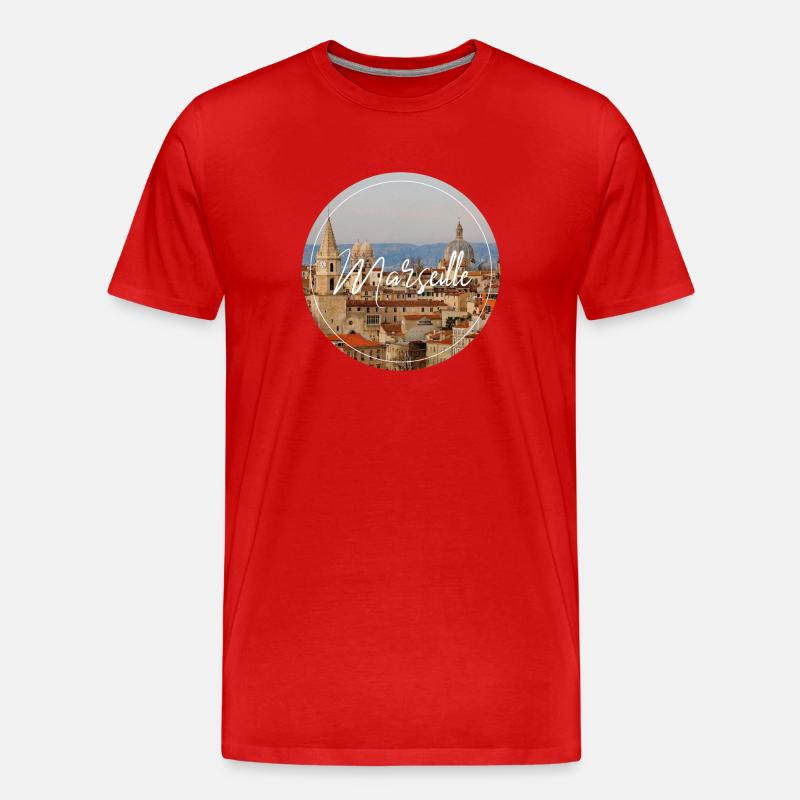 Marseille Stadtansicht Script - Männer Premium Bio T-Shirt - Rot
