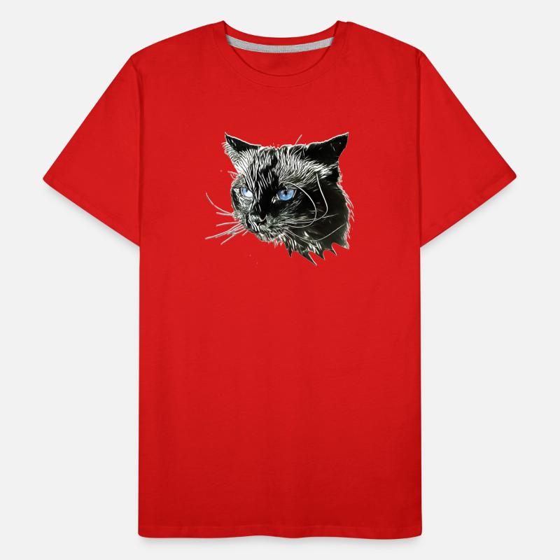 Katzenkopf mit blauen Augen – Monochrom Männer Premium Bio T-Shirt