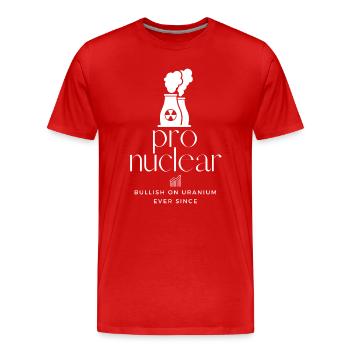 Pro Nuclear Uranium Energy Investor Tee - Männer Premium Bio T-Shirt - Rot - Vorne - Damien (186cm)