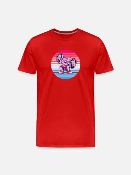 Rabbit Bodybuilder Design - Men's Premium Organic T-Shirt - red