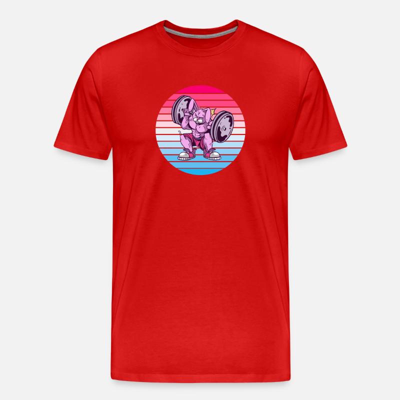 Rabbit Bodybuilder Design - Men's Premium Organic T-Shirt - red