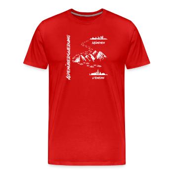 Alpenüberquerung München - Venedig - Männer Premium Bio T-Shirt - Rot - Vorne - Damien (186cm)