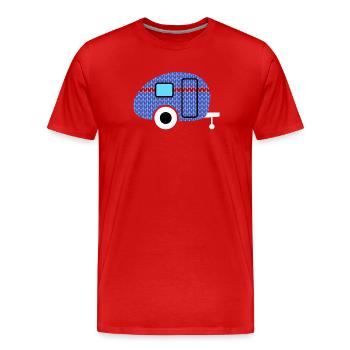 Caravane Tricot Motif Caravane Camping Hiver - T-shirt bio Premium Homme - rouge - Devant - Damien (186cm)