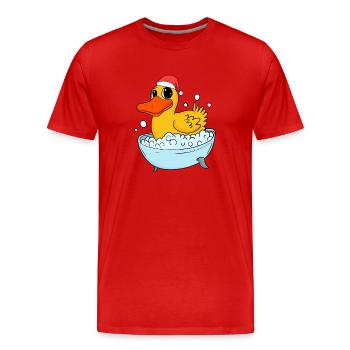 Canard de bain Noël - T-shirt bio Premium Homme - rouge - Devant - Damien (186cm)