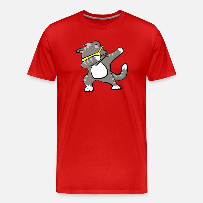Dabbing Katze - Männer Premium Bio T-Shirt - Rot