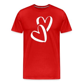 Coeur Petits coeurs Deux coeurs amoureux Pocket - T-shirt bio Premium Homme - rouge - Devant - Damien (186cm)