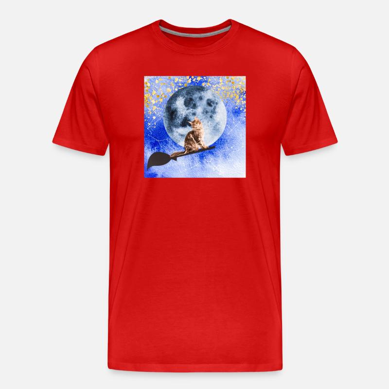 Cat wizard - Männer Premium Bio T-Shirt - Rot