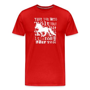 Edles Islandpferd Tölt Statement - Männer Premium Bio T-Shirt - Rot - Vorne - Damien (186cm)