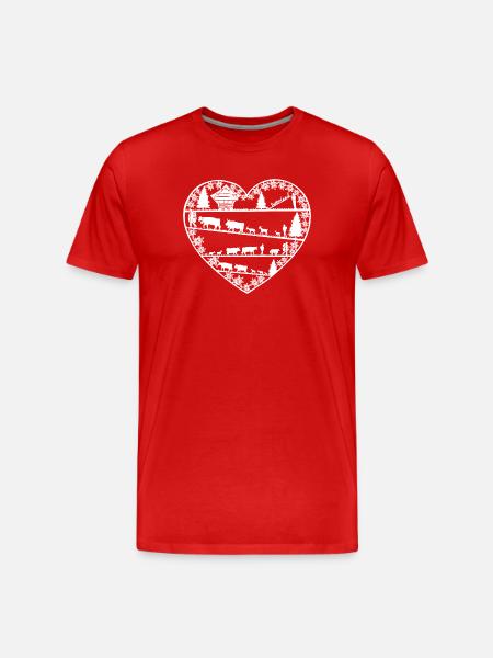 Heart with alpine lift white - Men's Premium Organic T-Shirt - red