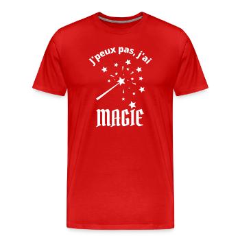 je peux pas j ai magie étoiles baguette magique - T-shirt bio Premium Homme - rouge - Devant - Damien (186cm)