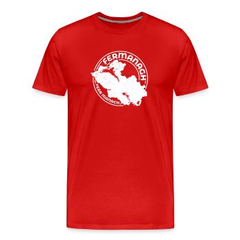 Fermanagh Ireland Map | County Outline Stamp - Men's Premium Organic T-Shirt - red - Front - Damien (186cm)