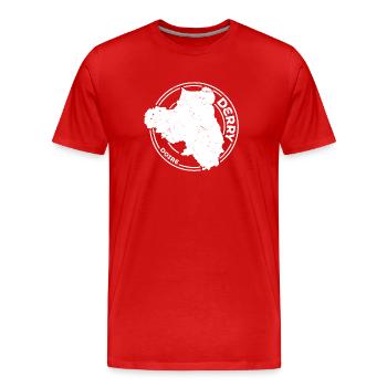 Derry Ireland Map | County Outline Stamp - Men's Premium Organic T-Shirt - red - Front - Damien (186cm)