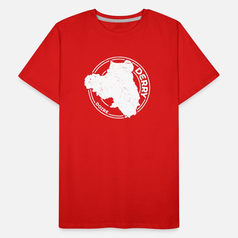 Comté de Derry Irlande | Timbre de contour de carte T-shirt bio Premium Homme