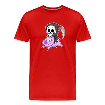 Grim Reaper and Pig - Men's Premium Organic T-Shirt - red - Front - Damien (186cm)