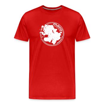 Mayo Ireland Map | County Outline Stamp - Men's Premium Organic T-Shirt - red - Front - Damien (186cm)