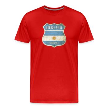 Buenos Aires Argentine Armoiries Drapeaux Design - T-shirt bio Premium Homme - rouge - Devant - Damien (186cm)