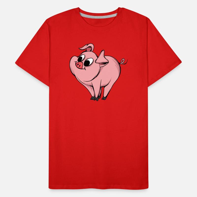 Conception de dessin animé de cochon ludique T-shirt bio Premium Homme