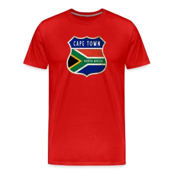 Kapstadt Südafrika Wappen Flaggen Design - Männer Premium Bio T-Shirt - Rot - Vorne - Damien (186cm)