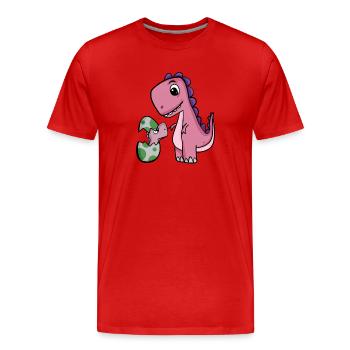 Dinosaures avec bébés dinosaures - T-shirt bio Premium Homme - rouge - Devant - Damien (186cm)