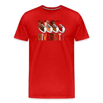 Diversity Sneakers - Sport - Men's Premium Organic T-Shirt - red - Front - Damien (186cm)