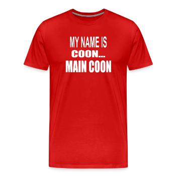 Chat Maine Coon - Mein Name ist Coon (weiß) - Männer Premium Bio T-Shirt - Rot - Vorne - Damien (186cm)