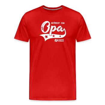 Befördert zum Opa 2022 Babyfüße Großvater - Männer Premium Bio T-Shirt - Rot - Vorne - Damien (186cm)