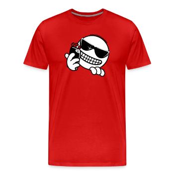 Hacker mit Telefon - Männer Premium Bio T-Shirt - Rot - Vorne - Damien (186cm)