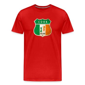 Cork Ireland Coat of Arms Flags Design - Men's Premium Organic T-Shirt - red - Front - Damien (186cm)
