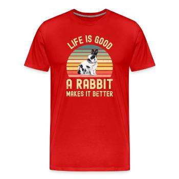 Rabbit Rabbit - Men's Premium Organic T-Shirt - red - Front - Damien (186cm)