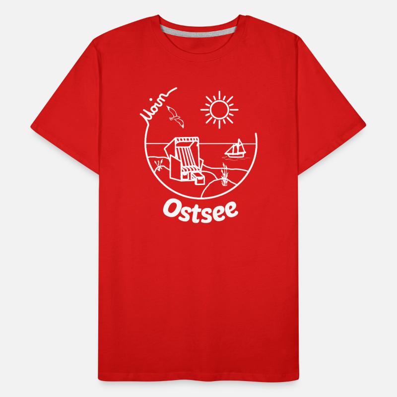 Ostsee Urlaub Strandkorb Souvenir Geschenkidee Männer Premium Bio T-Shirt