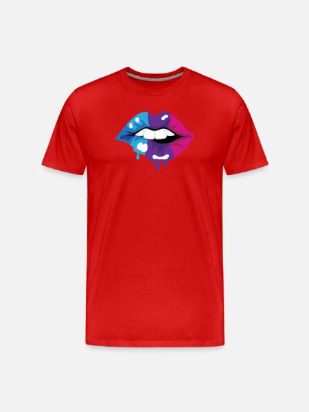 Coloured Lips - Men's Premium Organic T-Shirt - red
