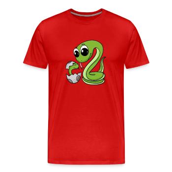 Schlange mit Baby Schlange - Männer Premium Bio T-Shirt - Rot - Vorne - Damien (186cm)