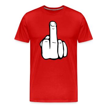 Hand Fuck Finger! Mittelfinger! Grafik Logo - Männer Premium Bio T-Shirt - Rot - Vorne - Damien (186cm)