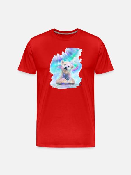 Ours blanc - T-shirt bio Premium Homme - rouge