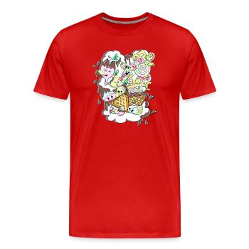 Plaisir sucre-sucre-sucre-sucre - T-shirt bio Premium Homme - rouge - Devant - Damien (186cm)