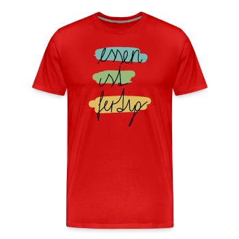 Essen ist fertig - Männer Premium Bio T-Shirt - Rot - Vorne - Damien (186cm)