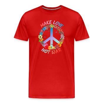 Make Love Not War - Men's Premium Organic T-Shirt - red - Front - Damien (186cm)