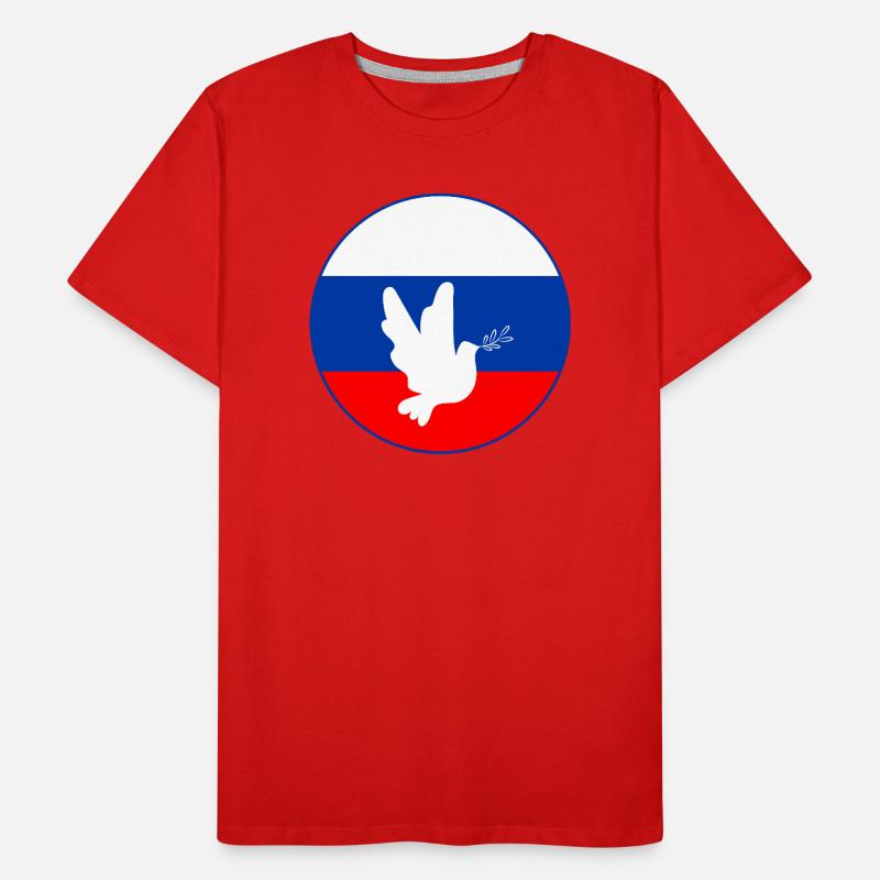 Colombe du drapeau russe T-shirt bio Premium Homme