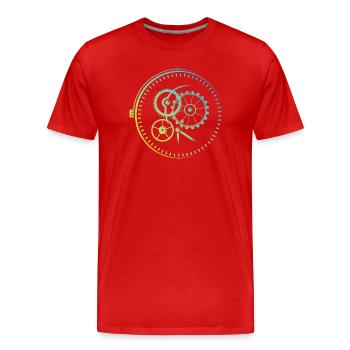 Meisterwerk Uhren Uhr Mechanik Farben icon Logo - Männer Premium Bio T-Shirt - Rot - Vorne - Damien (186cm)