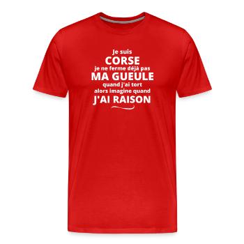 Corse, Corse humour, j'aime la Corse - T-shirt bio Premium Homme - rouge - Devant - Damien (186cm)