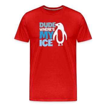 Penguin Global Warming Climate Change - Men's Premium Organic T-Shirt - red - Front - Damien (186cm)