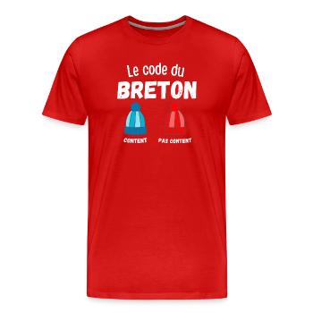 bretagne, bretagne humour, je suis Breton - T-shirt bio Premium Homme - rouge - Devant - Damien (186cm)